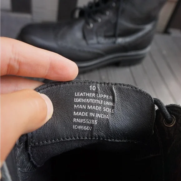 Express Black Leather Combat Men's Boots - Picture 7 of 8